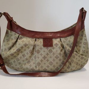 Russet Nylon and Leather Shoulder Bag